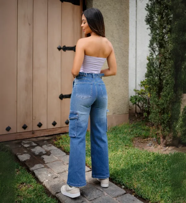 Jeans Cargo Fernanda Azul - Denim de Alta Calidad
