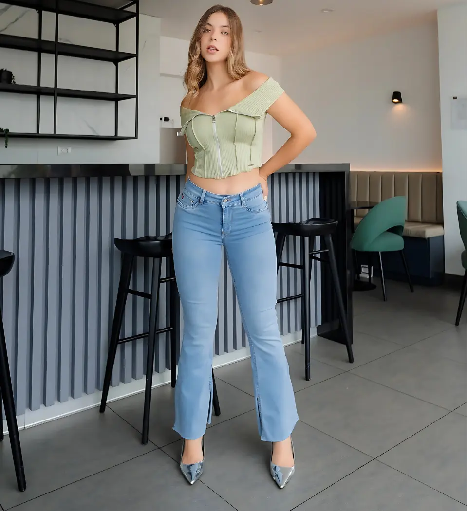 Jeans Flare Mayorca Celeste - Denim de Alta Calidad