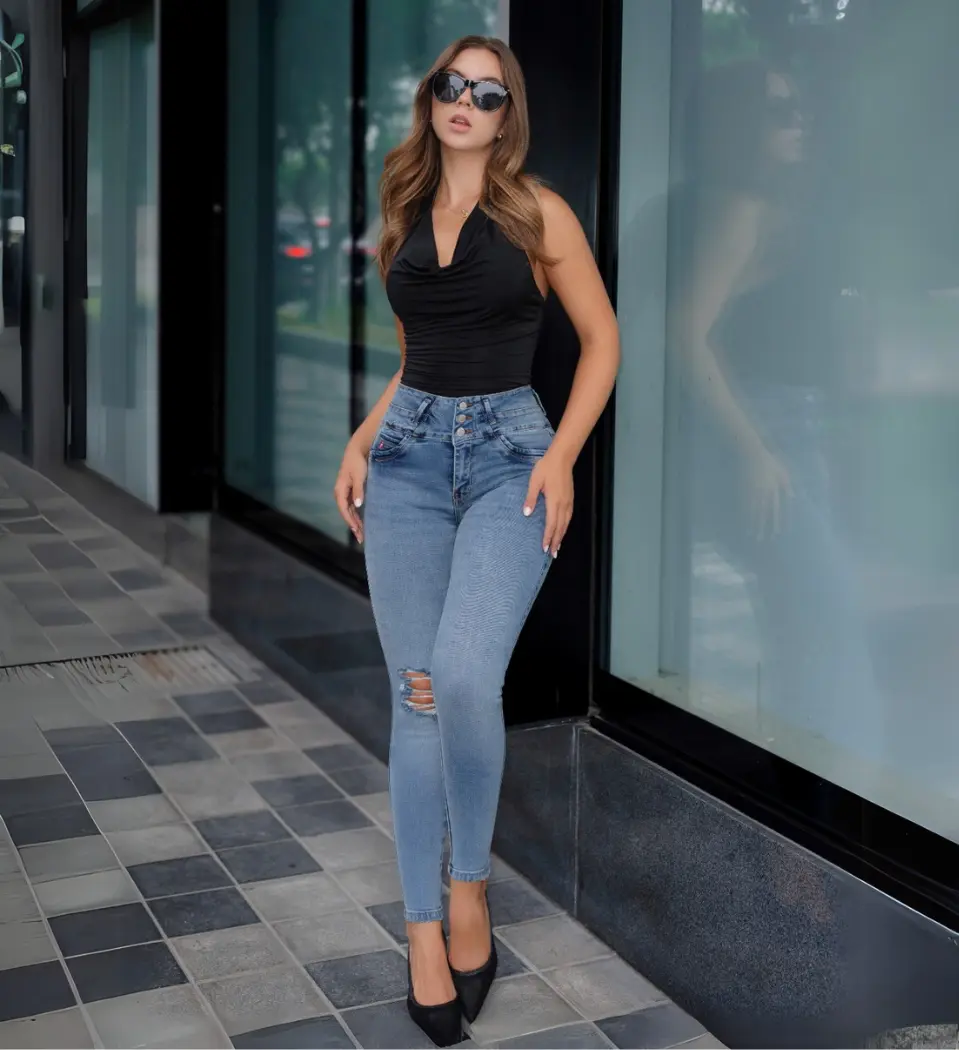 Jeans Pitillo Lisboa Celeste - Denim de Alta Calidad
